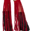 J Valentine Pants 1038 - Black Velvet Fringe Leggings With Bells