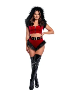 J-Valentine, Inc BOTTOMS CH301 - Fur Trimmed High-Waist Belted Short