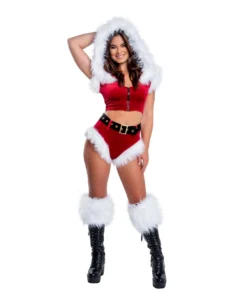 J-Valentine, Inc BOTTOMS CH301 - Fur Trimmed High-Waist Belted Short