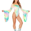 J-Valentine Catalog ONE PIECES FF113 - Tie-Dye Velvet Long Sleeve Gypsy Bodysuit