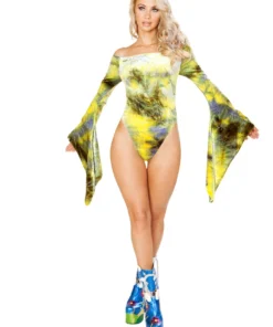 J-Valentine Catalog ONE PIECES FF113 - Tie-Dye Velvet Long Sleeve Gypsy Bodysuit