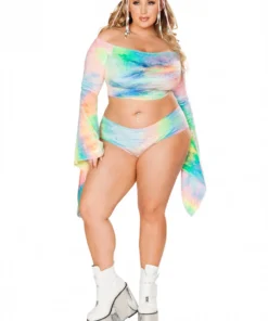 J-Valentine Catalog FF115 - Long Sleeve Tie Dye Gypsy Sleeve Top TOPS