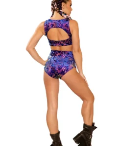 J Valentine FF150 - SEQUIN EMBROIDERED HIGH-WAIST SHORT