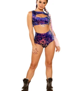 J Valentine FF150 - SEQUIN EMBROIDERED HIGH-WAIST SHORT