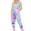 J-Valentine Catalog ONE PIECES FF186 - Tie Dye Velvet Zipper Front Jumpsuit