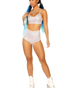 J Valentine FF265 - HOLOGRAPHIC HIGH-WAIST SHORT BOTTOMS