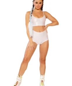 J Valentine FF265 - HOLOGRAPHIC HIGH-WAIST SHORT BOTTOMS