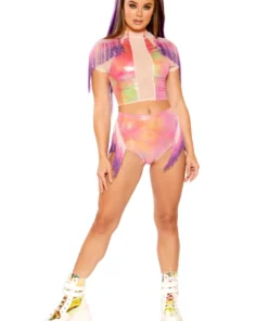 J Valentine BOTTOMS FF273 - OMBRE FRINGE HIGH-WAIST SHORT