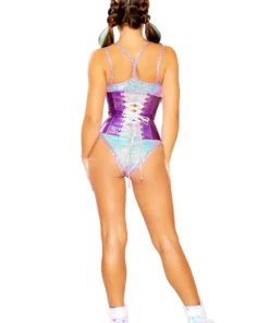 J-Valentine, Inc FF395 - Holographic Faux Leather Waist Cincher