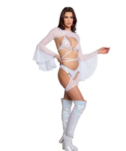 J-Valentine, Inc FR143 - Holographic Dot Bell Sleeve Shrug TOPS