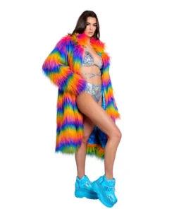 J-Valentine, Inc OUTERWEAR FR154 - Rainbow Attitude Fur Coat