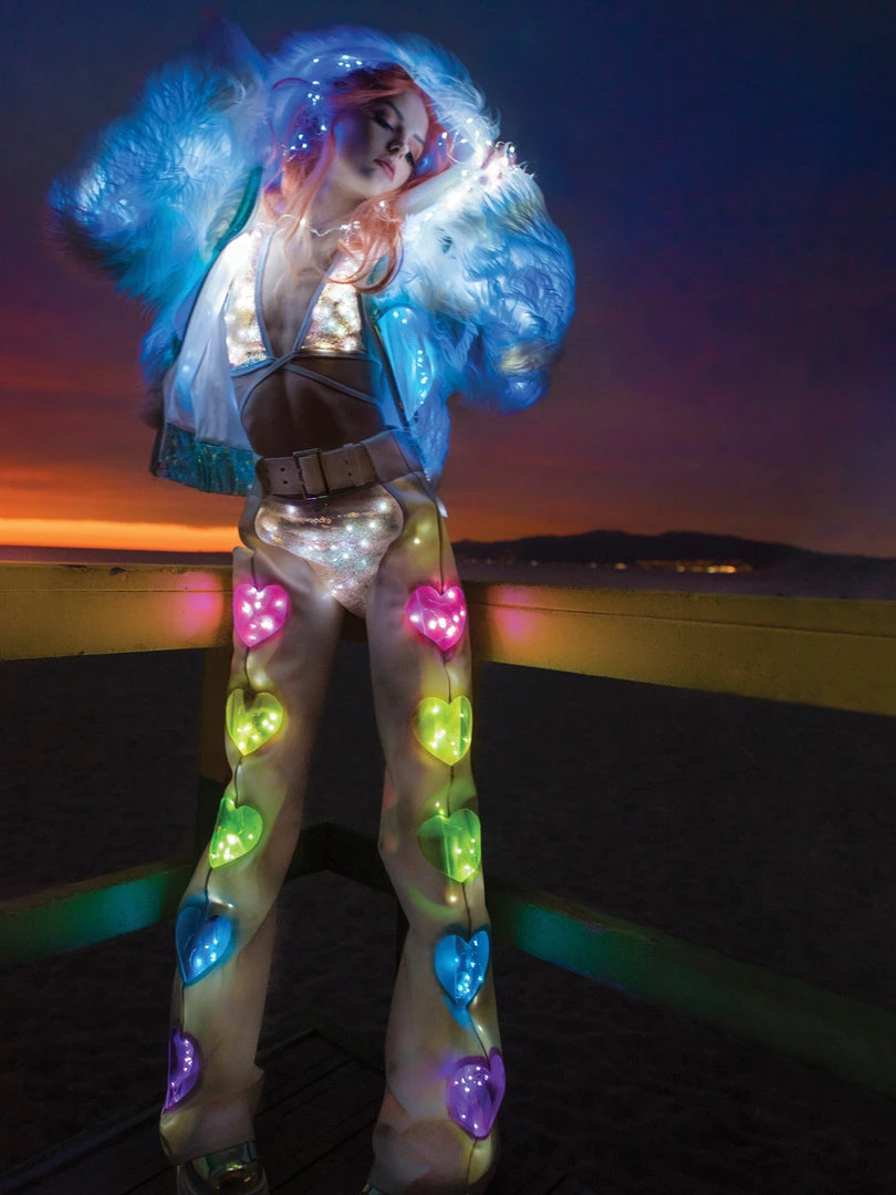 J-Valentine, Inc BOTTOMS FF363 - Light-Up Sequin High-Waist Short