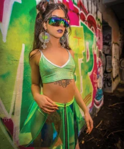 J-Valentine, Inc FF383 - Holographic Pinwheel Vinyl Skirt BOTTOMS